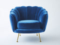 Fauteuil - Velours-métal - 90 x 82 x 78 cm - Bleu - Style art déco