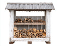 Abri à bûches - Bois - 120 x 45 x 120 cm - Blanc vieilli-Bois naturel - Style rustique