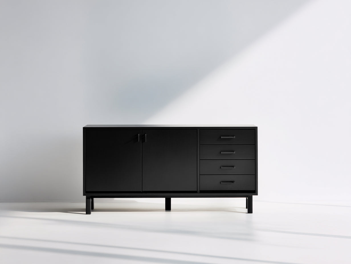 Meuble d'entrée-MDF-Métal-150 x 40 x 80 cm-Noir-Minimaliste moderne