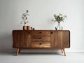 Meuble d'entrée-Bois-MDF-180 x 45 x 80 cm-Marron noyer-Rétro scandinave