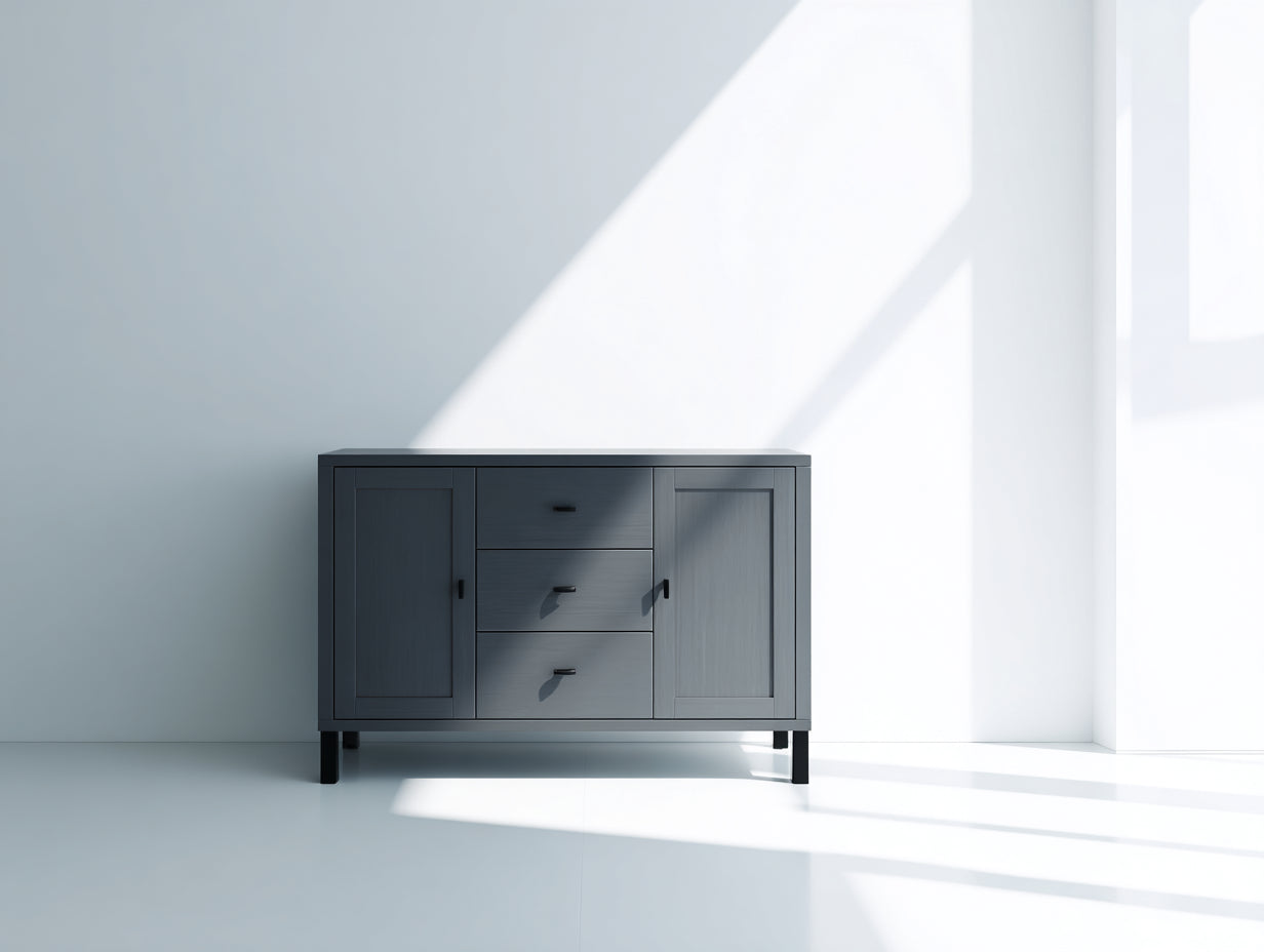 Meuble d'entrée-MDF-Métal-120 x 40 x 85 cm-Gris anthracite-Noir-Minimaliste moderne