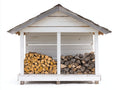 Abri à bûches - Bois - 200 x 60 x 180 cm - Blanc-Gris vieilli - Style rustique à toit à deux pans