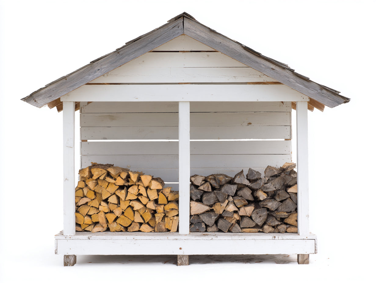 Abri à bûches - Bois - 200 x 60 x 180 cm - Blanc-Gris vieilli - Style rustique à toit à deux pans