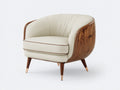 Fauteuil - Cuir-bois - 90 x 82 x 78 cm - Crème - Style contemporain