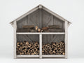 Abri à bûches - Bois - 180 x 55 x 160 cm - Gris vieilli-Bois naturel - Style rustique à toit à deux pans