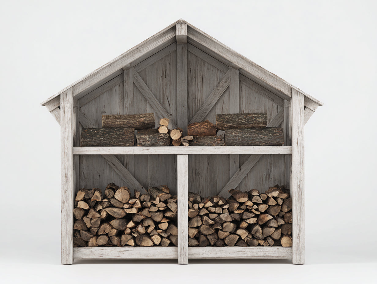 Abri à bûches - Bois - 180 x 55 x 160 cm - Gris vieilli-Bois naturel - Style rustique à toit à deux pans