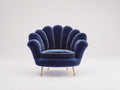 Fauteuil - Velours-métal - 86 x 78 x 76 cm - Bleu - Style art déco
