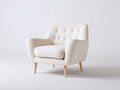 Fauteuil - Tissu-bois - 82 x 76 x 75 cm - Crème - Style moderne