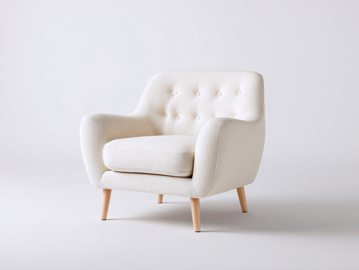 Fauteuil - Tissu-bois - 82 x 76 x 75 cm - Crème - Style moderne