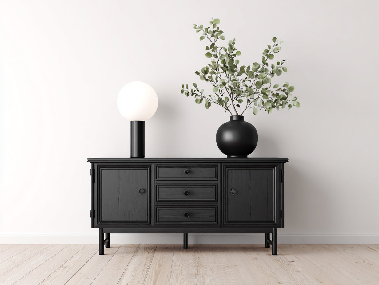 Meuble d'entrée-MDF-Bois-Métal-150 x 42 x 82 cm-Noir-Classique moderne