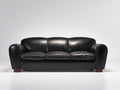 Canapé droit - Cuir synthétique - 225 x 95 x 85 cm - Noir - Style contemporain