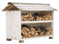 Abri à bûches - Bois - 180 x 75 x 165 cm - Blanc-Bois naturel - Style rustique