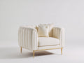 Fauteuil - Tissu-métal - 88 x 81 x 77 cm - Crème - Style contemporain