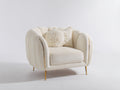 Fauteuil - Tissu-métal - 84 x 79 x 76 cm - Crème - Style contemporain