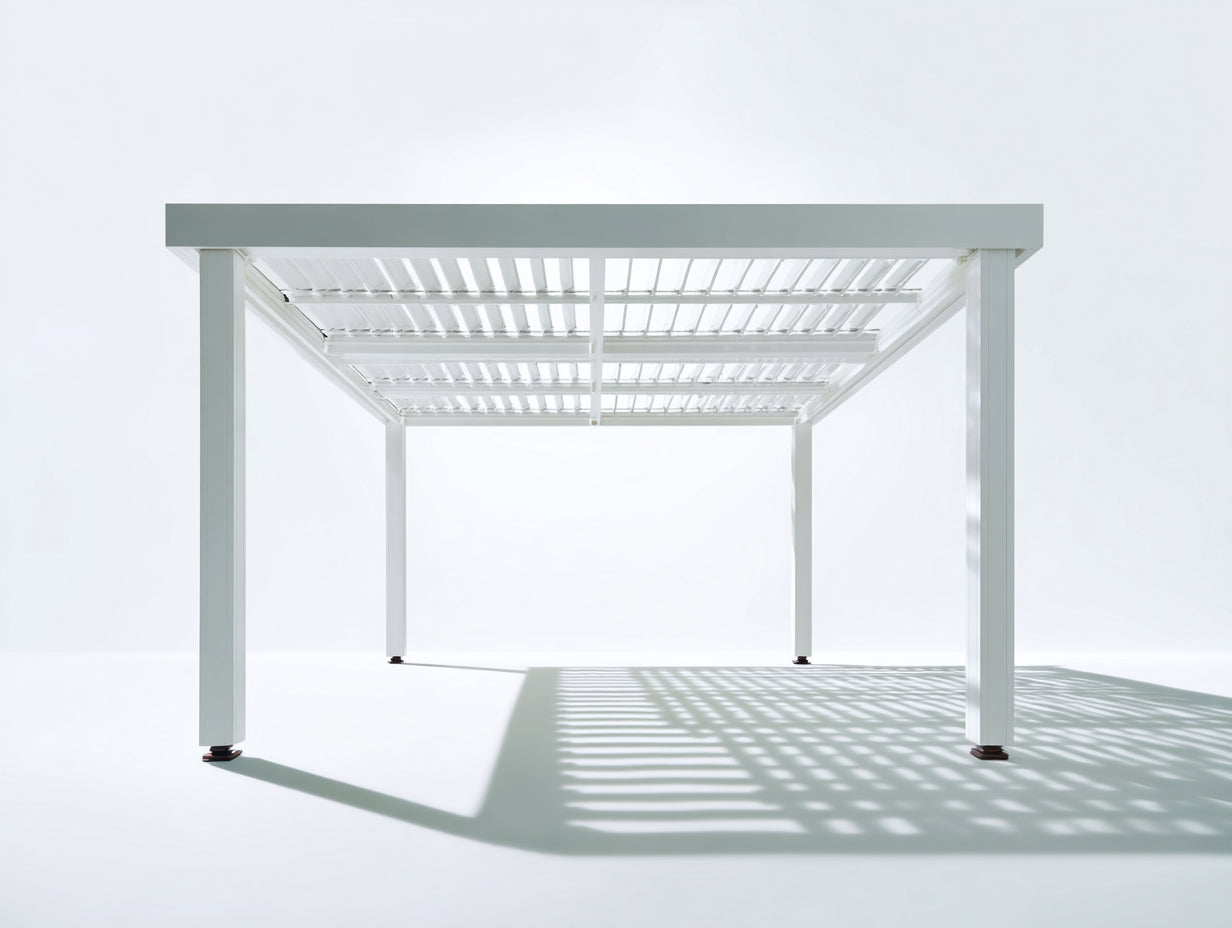 Tonnelle de jardin - Aluminium - 400 x 300 x 250 cm - Blanc - Style moderne à toit à lames
