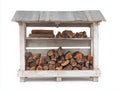 Abri à bûches - Bois - 125 x 45 x 105 cm - Blanc vieilli-Bois naturel - Style rustique