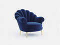 Fauteuil - Velours-métal - 85 x 79 x 77 cm - Bleu - Style art déco