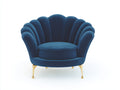 Fauteuil - Velours-métal - 88 x 80 x 77 cm - Bleu - Style art déco