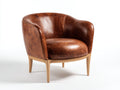 Fauteuil - Cuir-bois - 86 x 80 x 78 cm - Marron - Style contemporain
