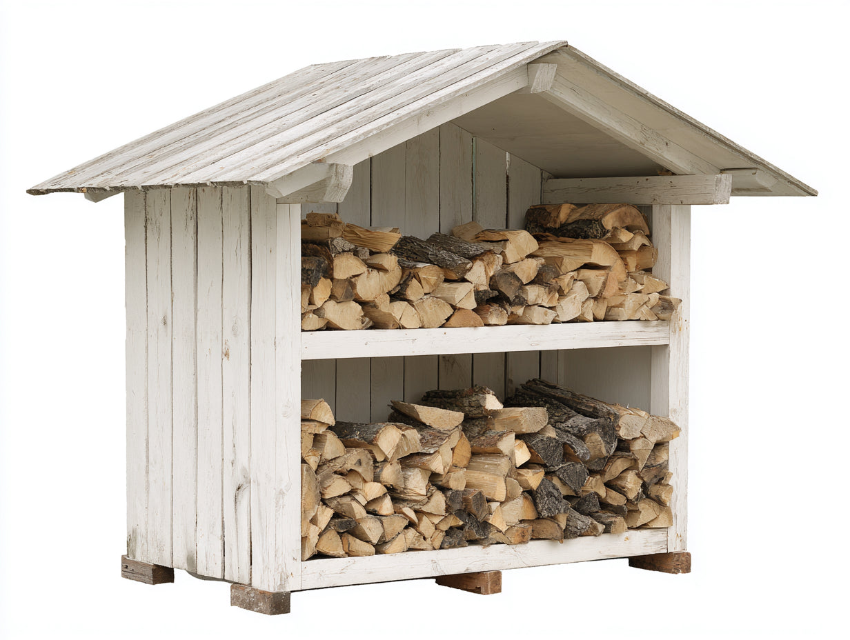 Abri à bûches - Bois - 165 x 70 x 170 cm - Blanc-Bois naturel - Style rustique