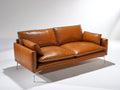 Canapé droit - Cuir synthétique - 240 x 95 x 85 cm - Marron - Style contemporain