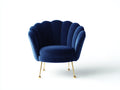 Fauteuil - Velours-métal - 85 x 78 x 76 cm - Bleu - Style art déco