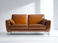 Canapé droit - Cuir synthétique - 230 x 95 x 85 cm - Marron - Style contemporain