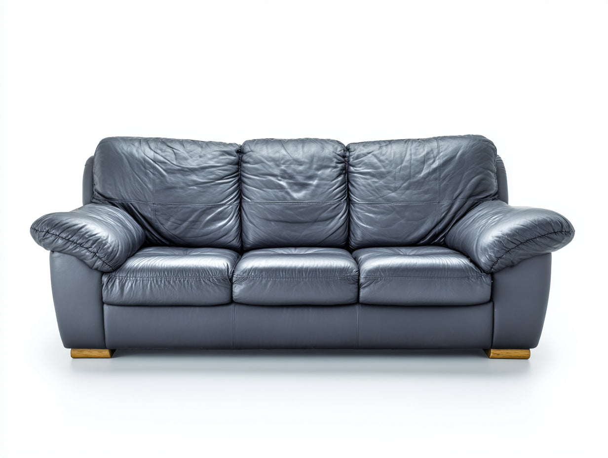 Canapé droit - Cuir synthétique - 260 x 105 x 90 cm - Gris - Style contemporain