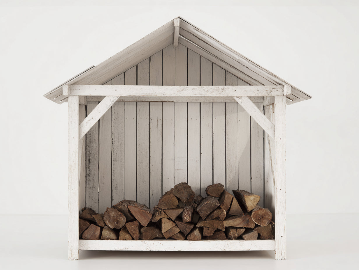 Abri à bûches - Bois - 170 x 70 x 180 cm - Blanc - Style rustique