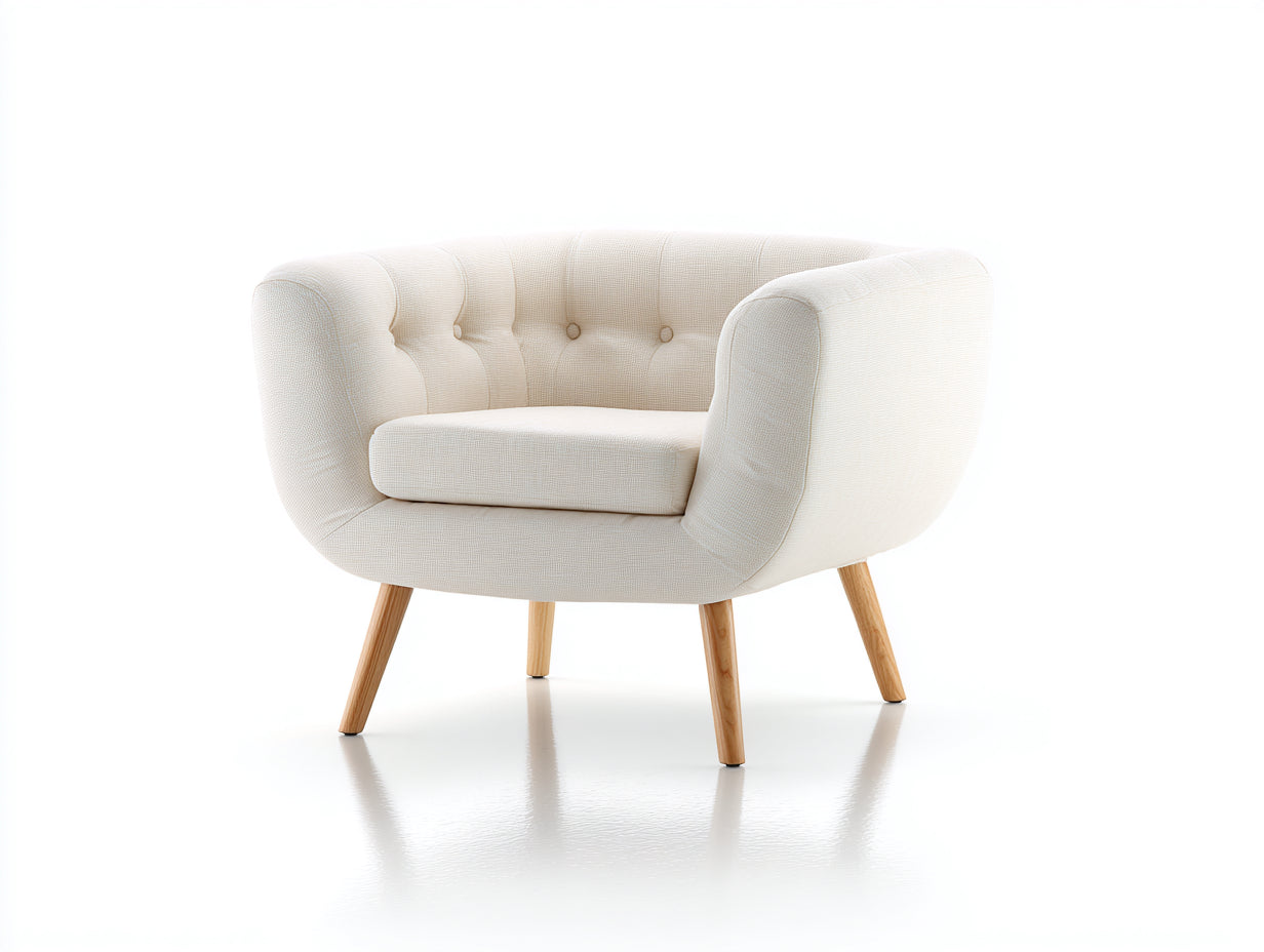 Fauteuil - Tissu-bois - 83 x 78 x 73 cm - Crème - Style moderne