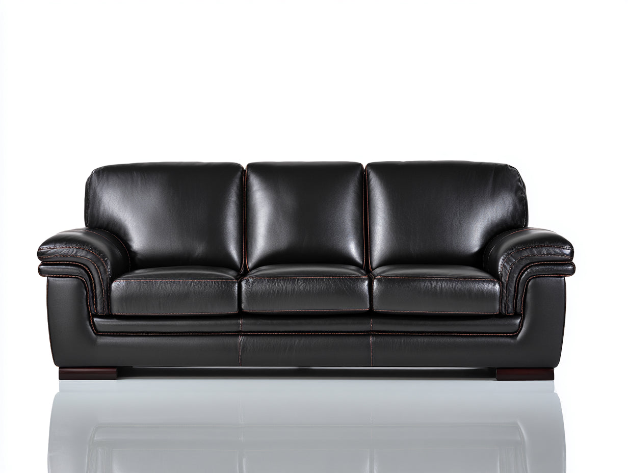 Canapé droit - Cuir synthétique - 255 x 100 x 90 cm - Noir - Style contemporain