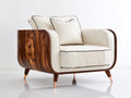 Fauteuil - Cuir-bois - 86 x 80 x 78 cm - Crème - Style contemporain