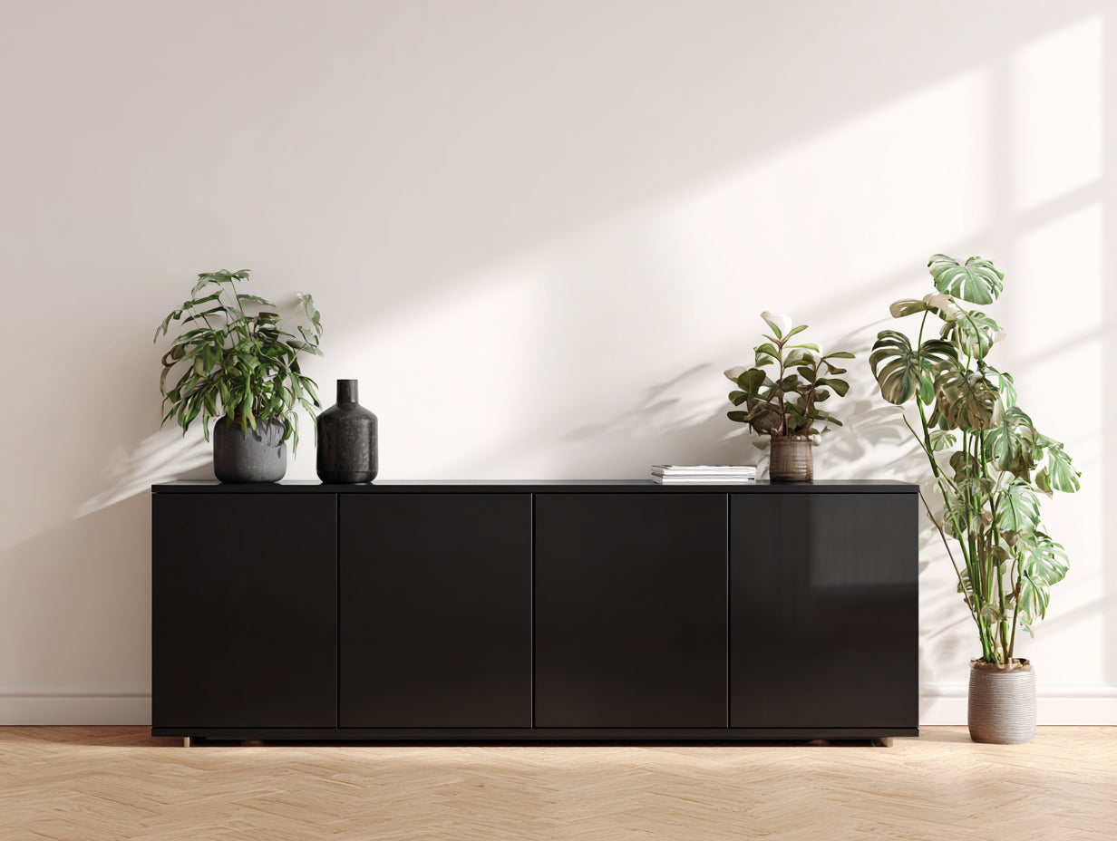 Meuble d'entrée-MDF-180 x 45 x 75 cm-Noir-Design moderne
